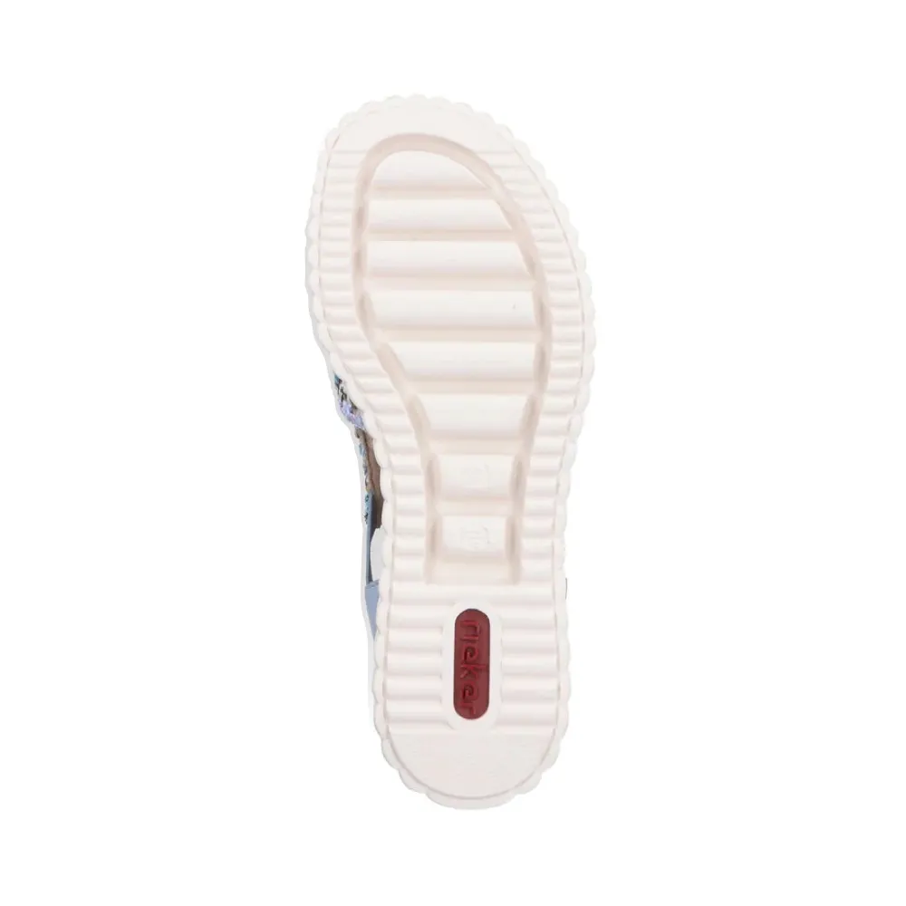Sandale à plateforme Rieker Women's Rose 72 en multicolore bleu/aqua