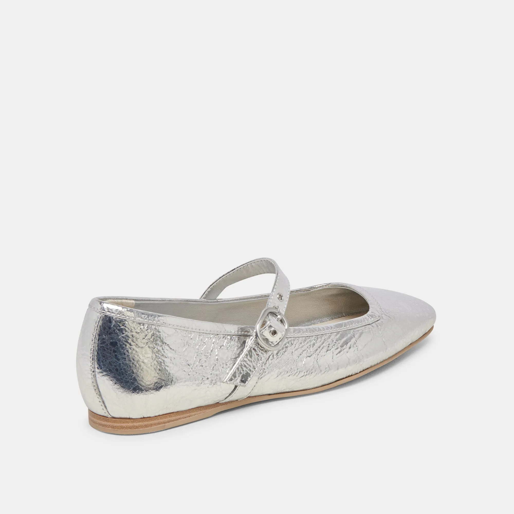 BALLERINES RODNI EN CUIR ARGENTÉ VIEILLI