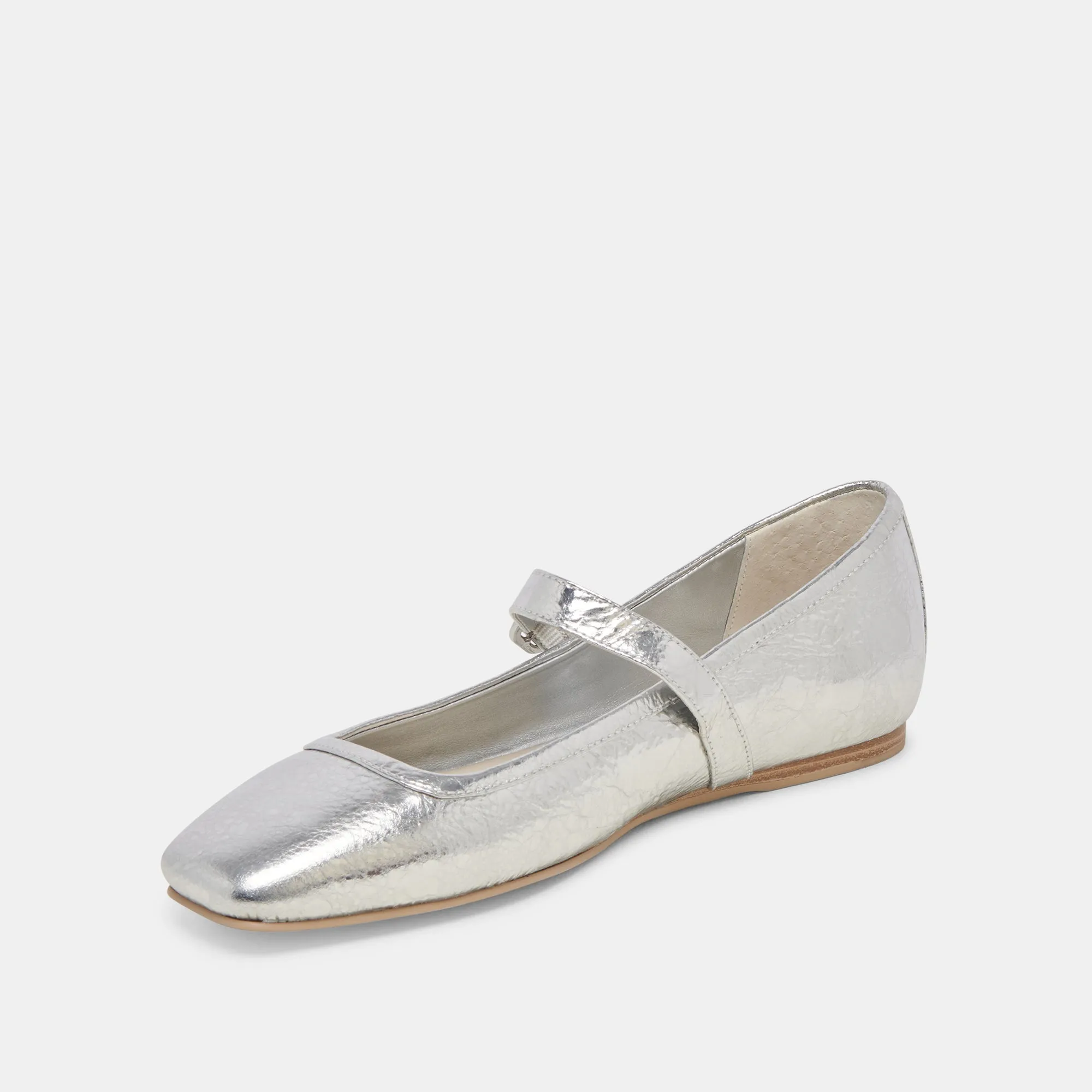 BALLERINES RODNI EN CUIR ARGENTÉ VIEILLI