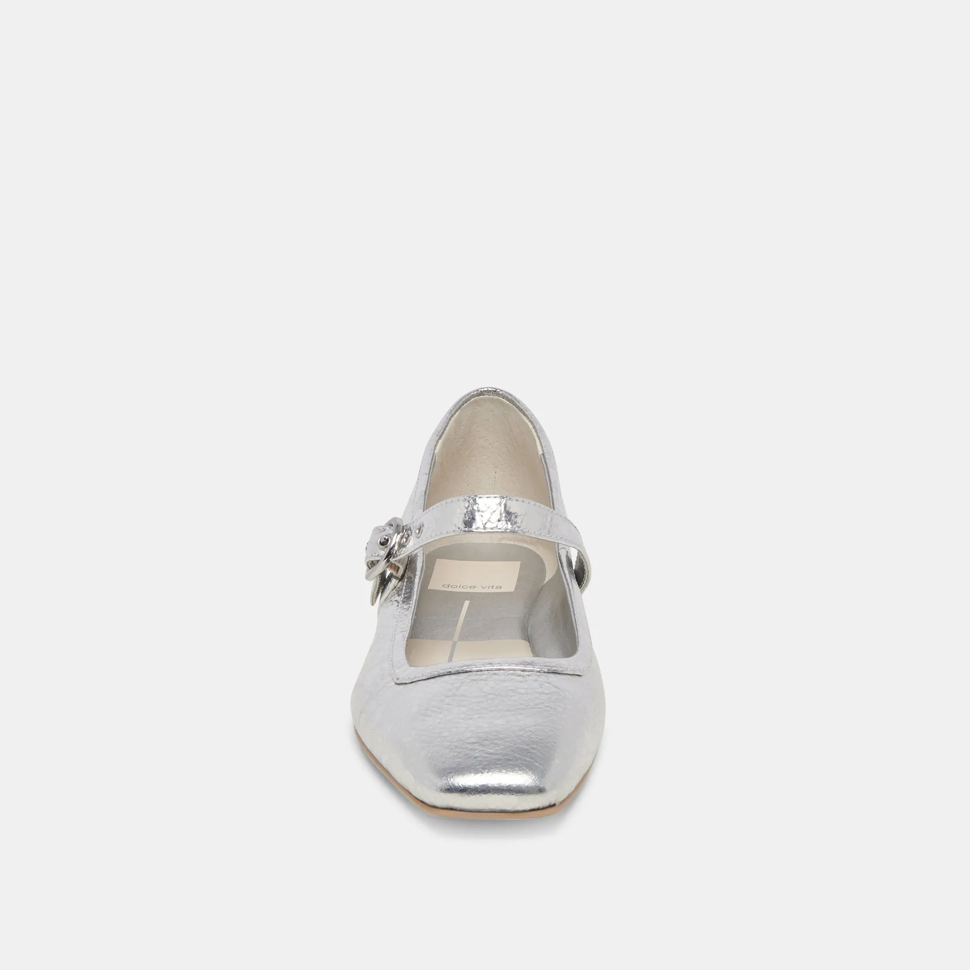 BALLERINES RODNI EN CUIR ARGENTÉ VIEILLI