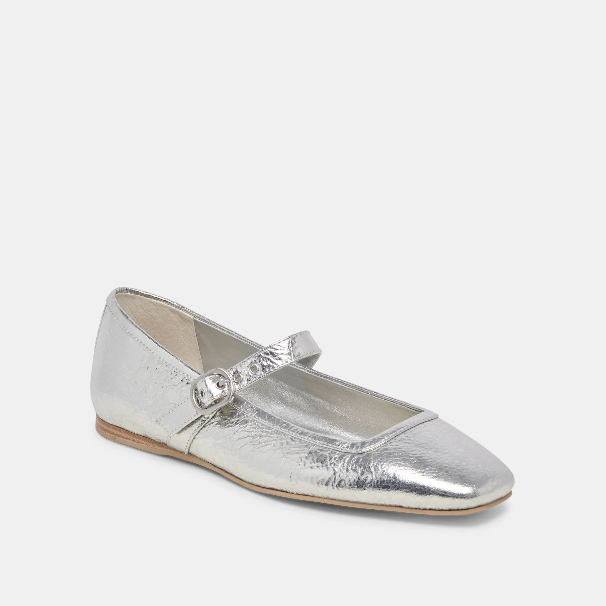 BALLERINES RODNI EN CUIR ARGENTÉ VIEILLI