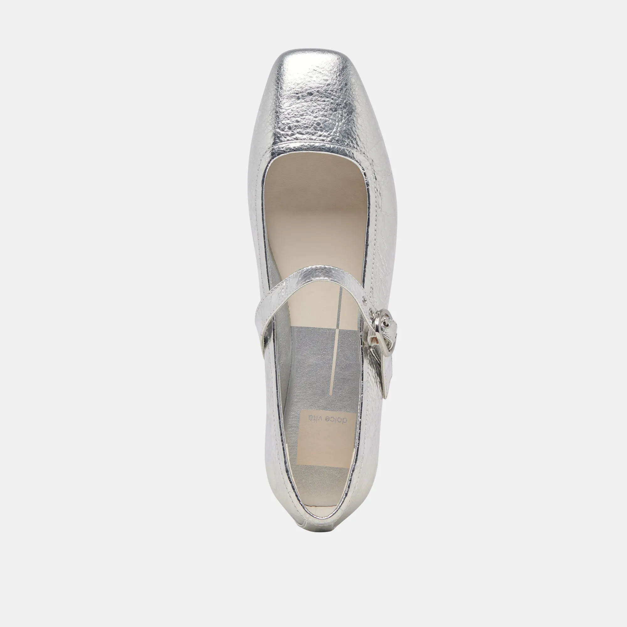 BALLERINES RODNI EN CUIR ARGENTÉ VIEILLI