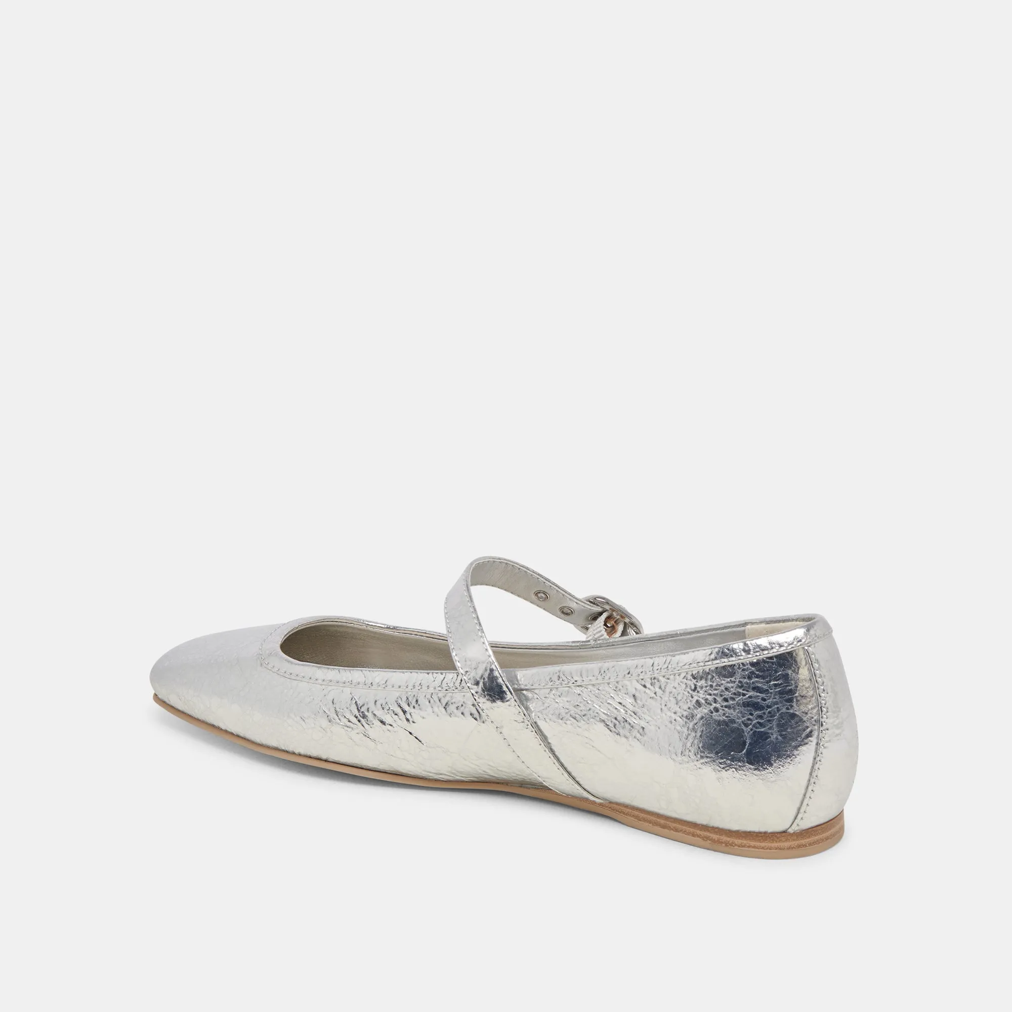 BALLERINES RODNI EN CUIR ARGENTÉ VIEILLI
