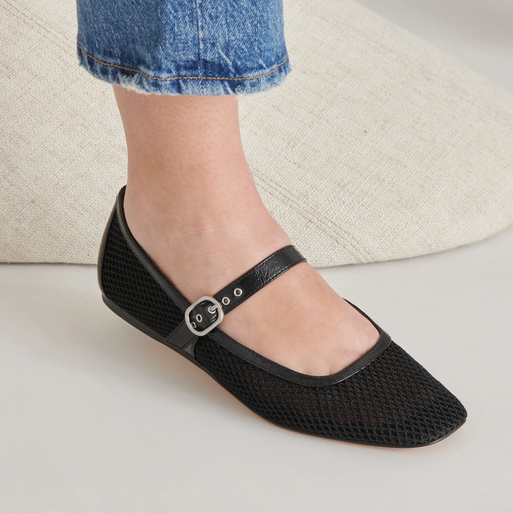RODNI BALLETINES EN MAILLE TISSÉE NOIRE