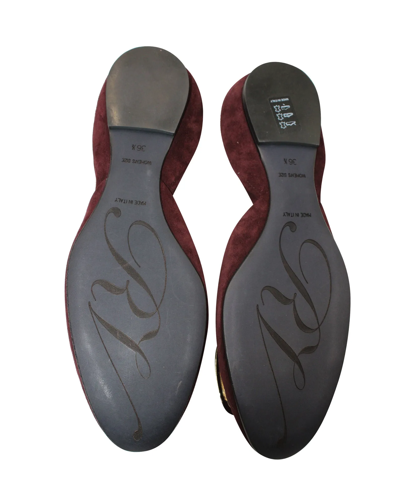 Roger Vivier Chips Scrunch D'Orsay Ballerines en Suédine Bordeaux