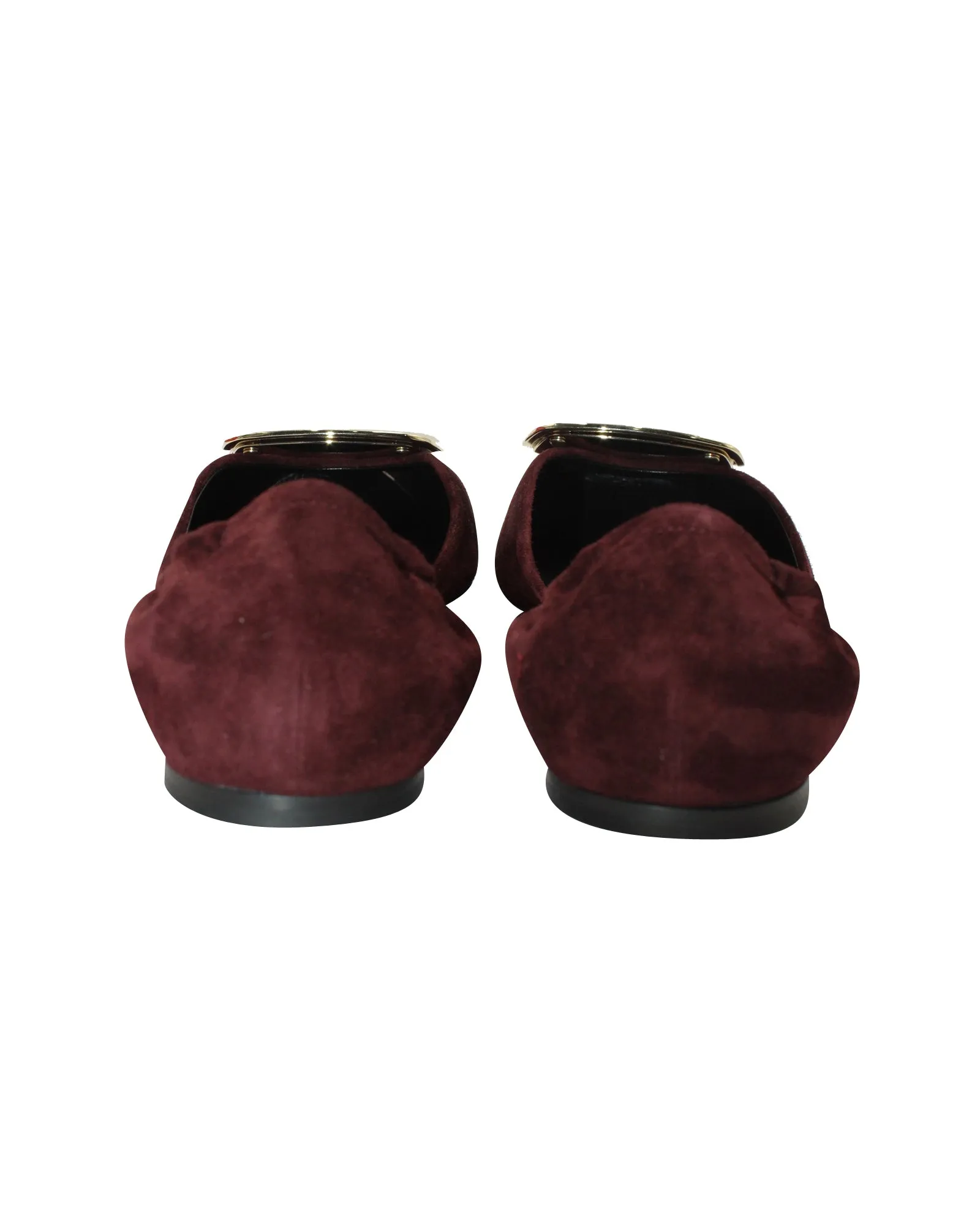Roger Vivier Chips Scrunch D'Orsay Ballerines en Suédine Bordeaux