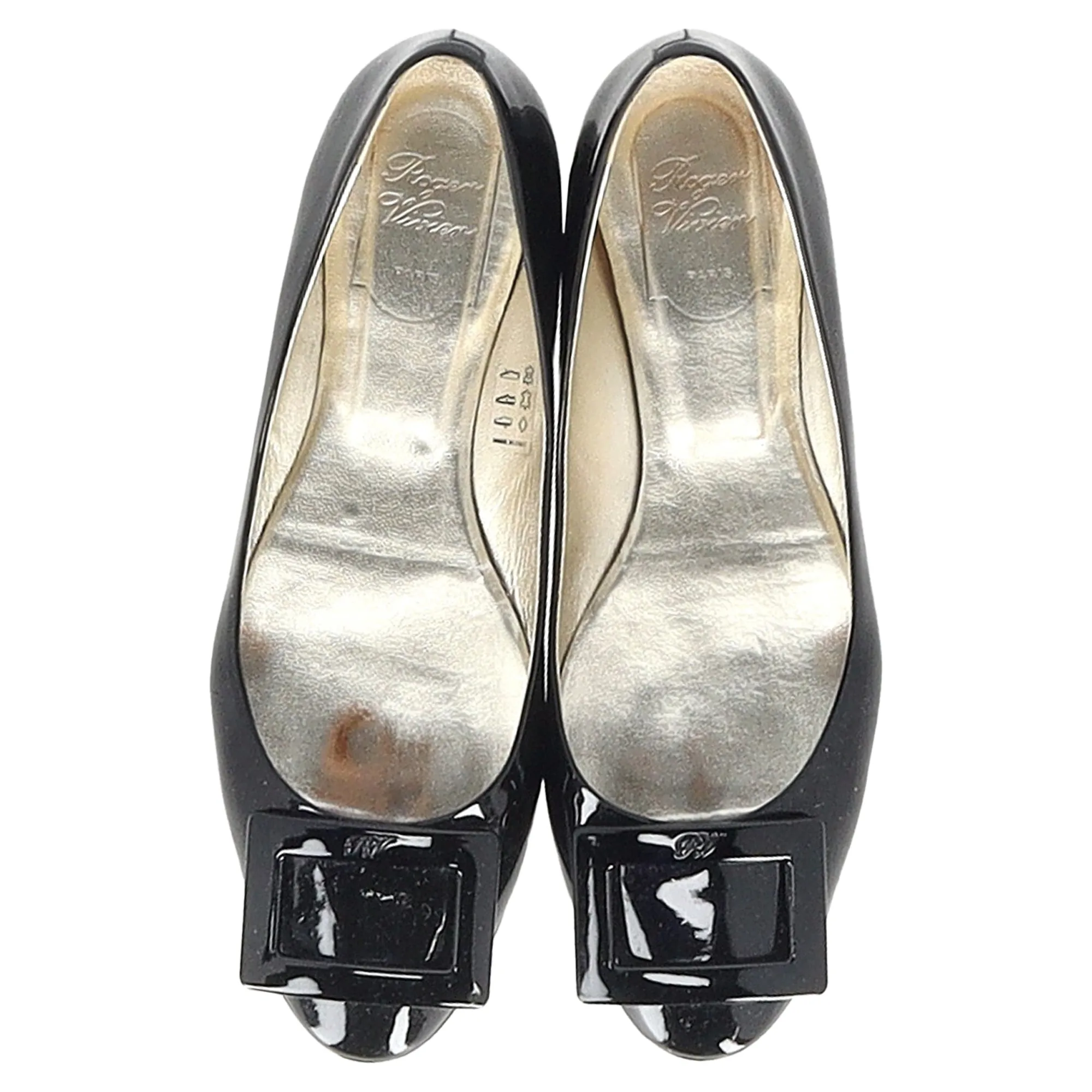 Roger Vivier Gommette Ballerines en Cuir Verni Noir_Roger-Vivier
