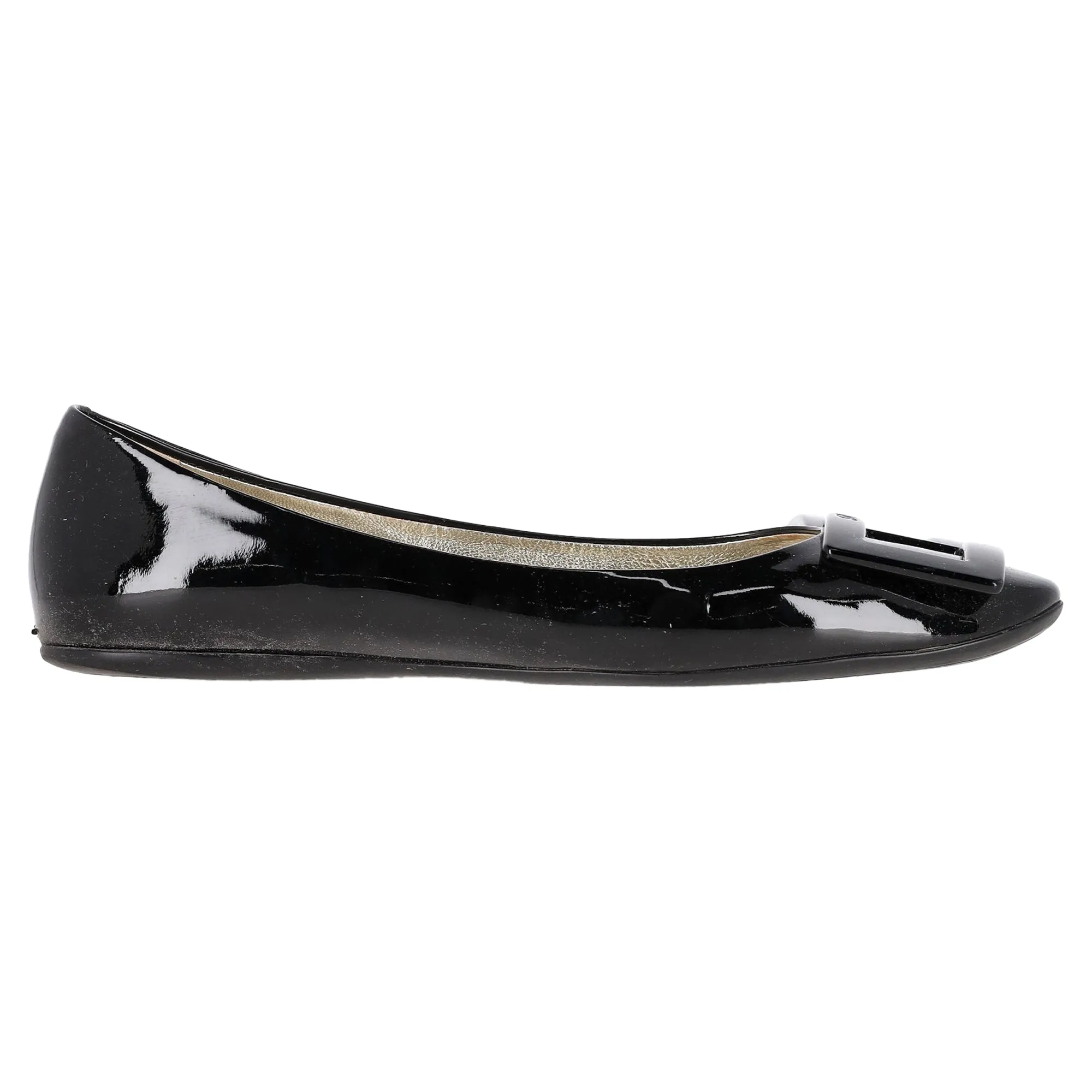 Roger Vivier Gommette Ballerines en Cuir Verni Noir_Roger-Vivier