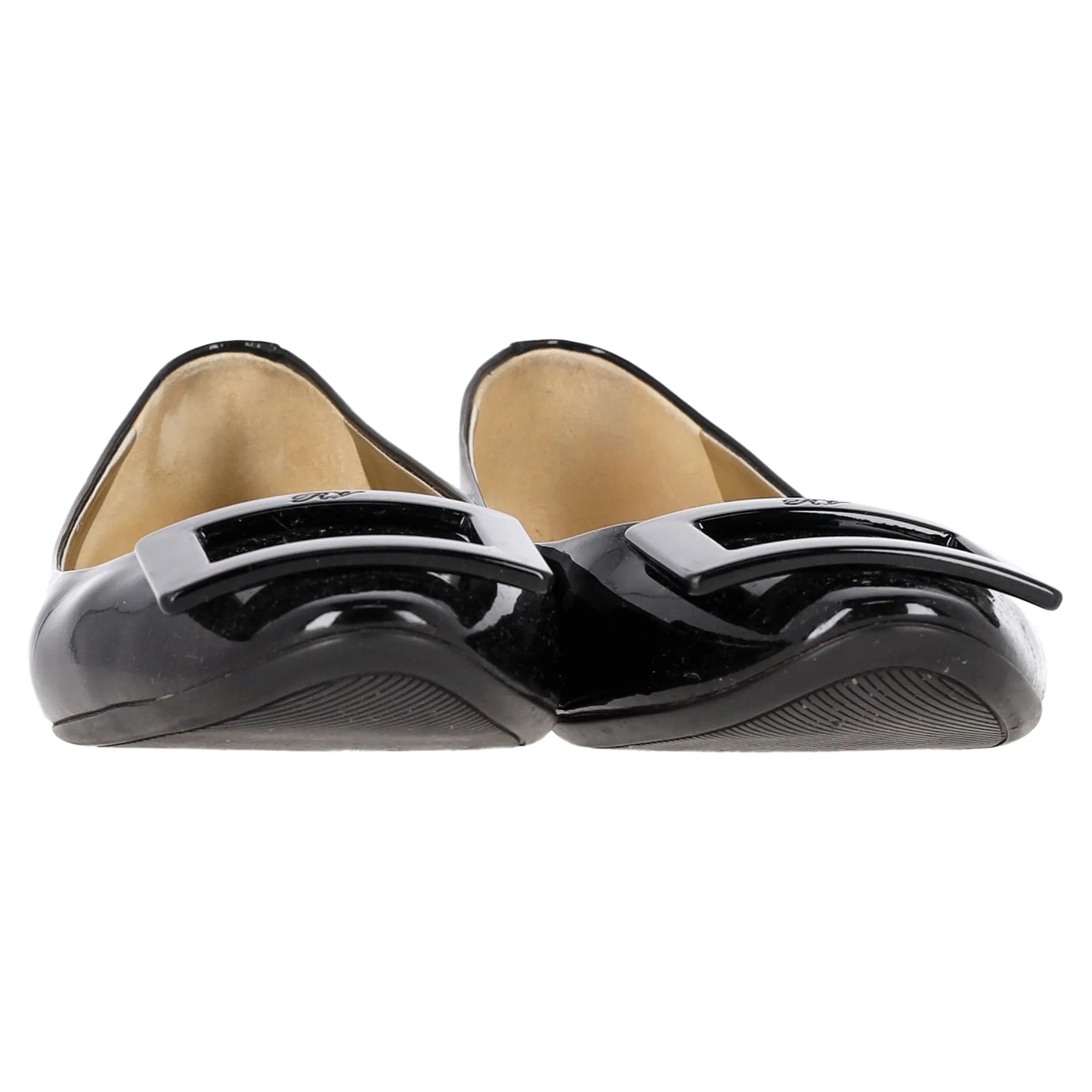 Roger Vivier Gommette Ballerines en Cuir Verni Noir_Roger-Vivier