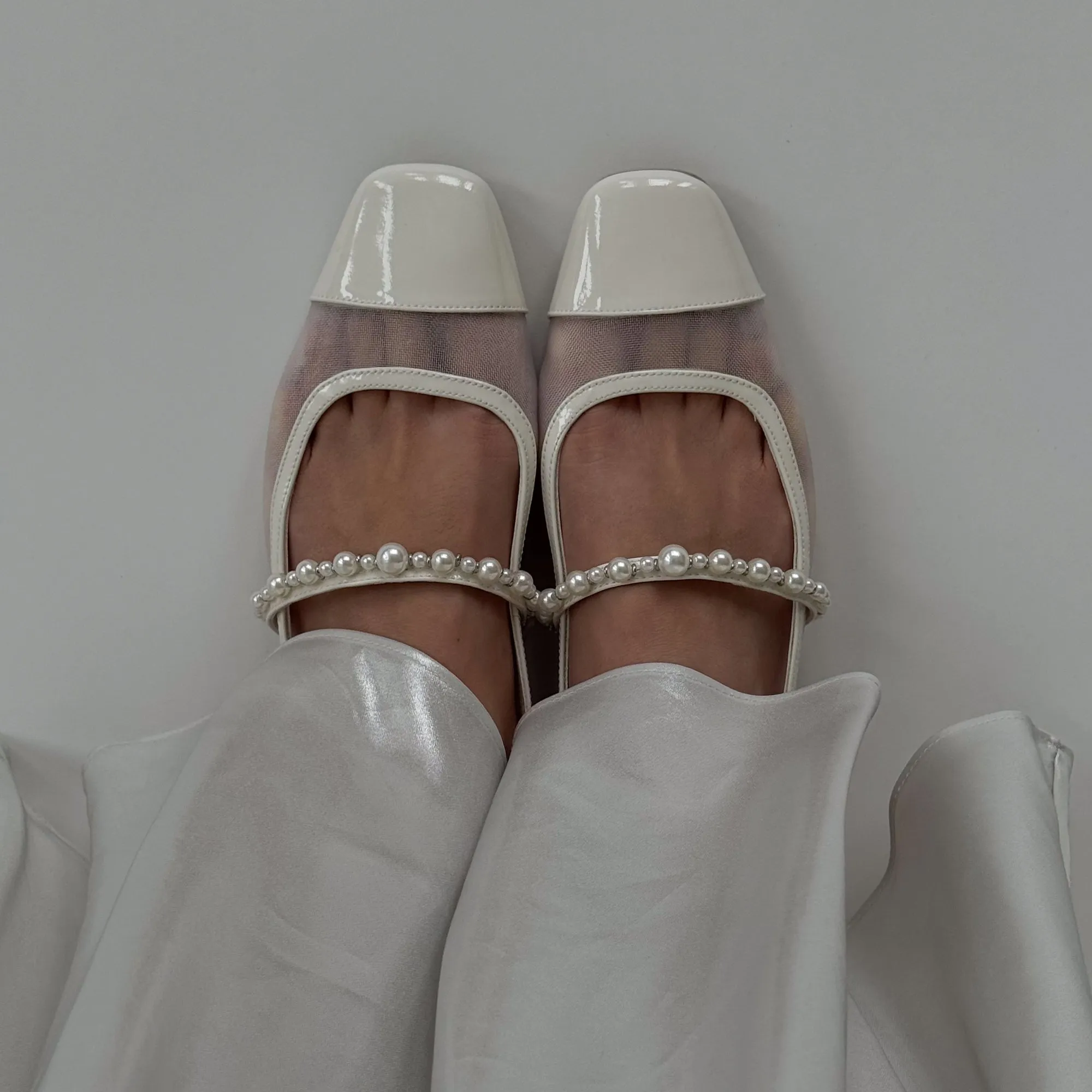 ROLLIN PEARL BALLERINES BLANCHES EN MAILLE