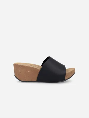 Escarpins compensés végan en simili cuir de maïs Rossella pour femme | Noir