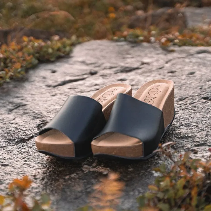 Escarpins compensés végan en simili cuir de maïs Rossella pour femme | Noir