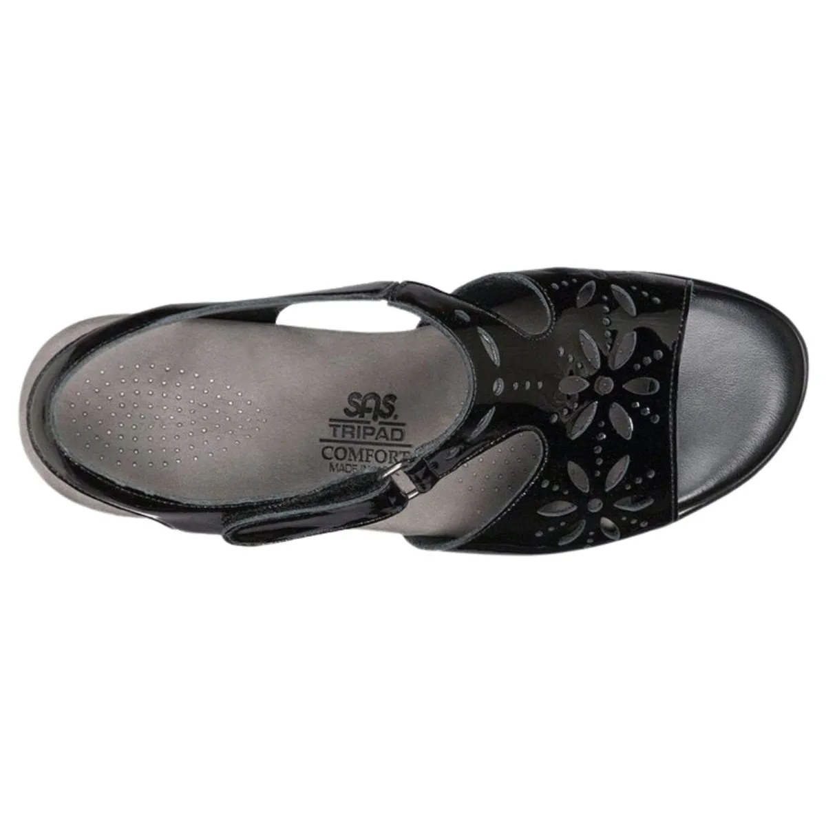 S A Sandales Femme Éclat Noir Verni