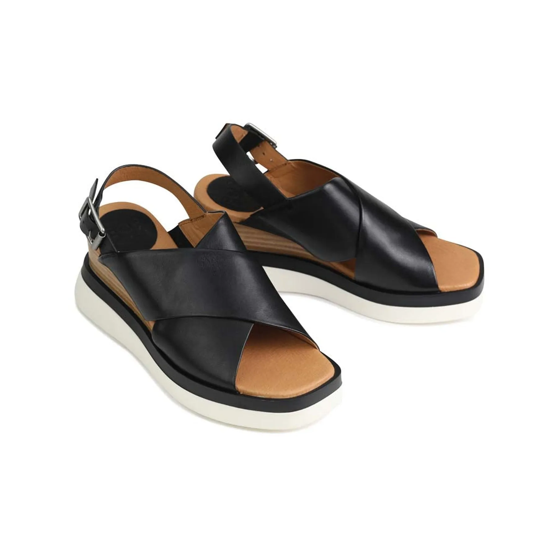 SANDALES À TALON COMPENSÉ EN CUIR SASILLE