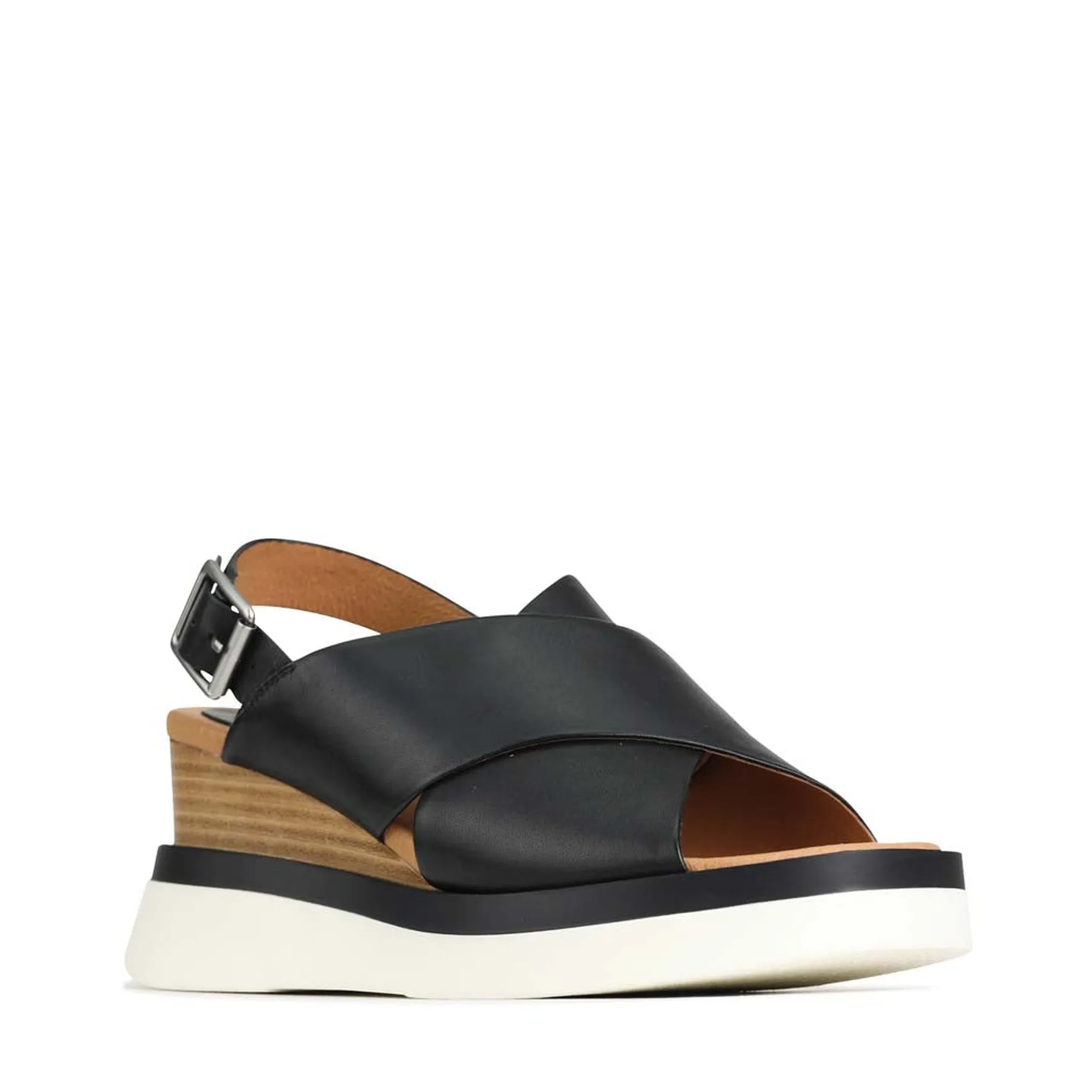 SANDALES À TALON COMPENSÉ EN CUIR SASILLE