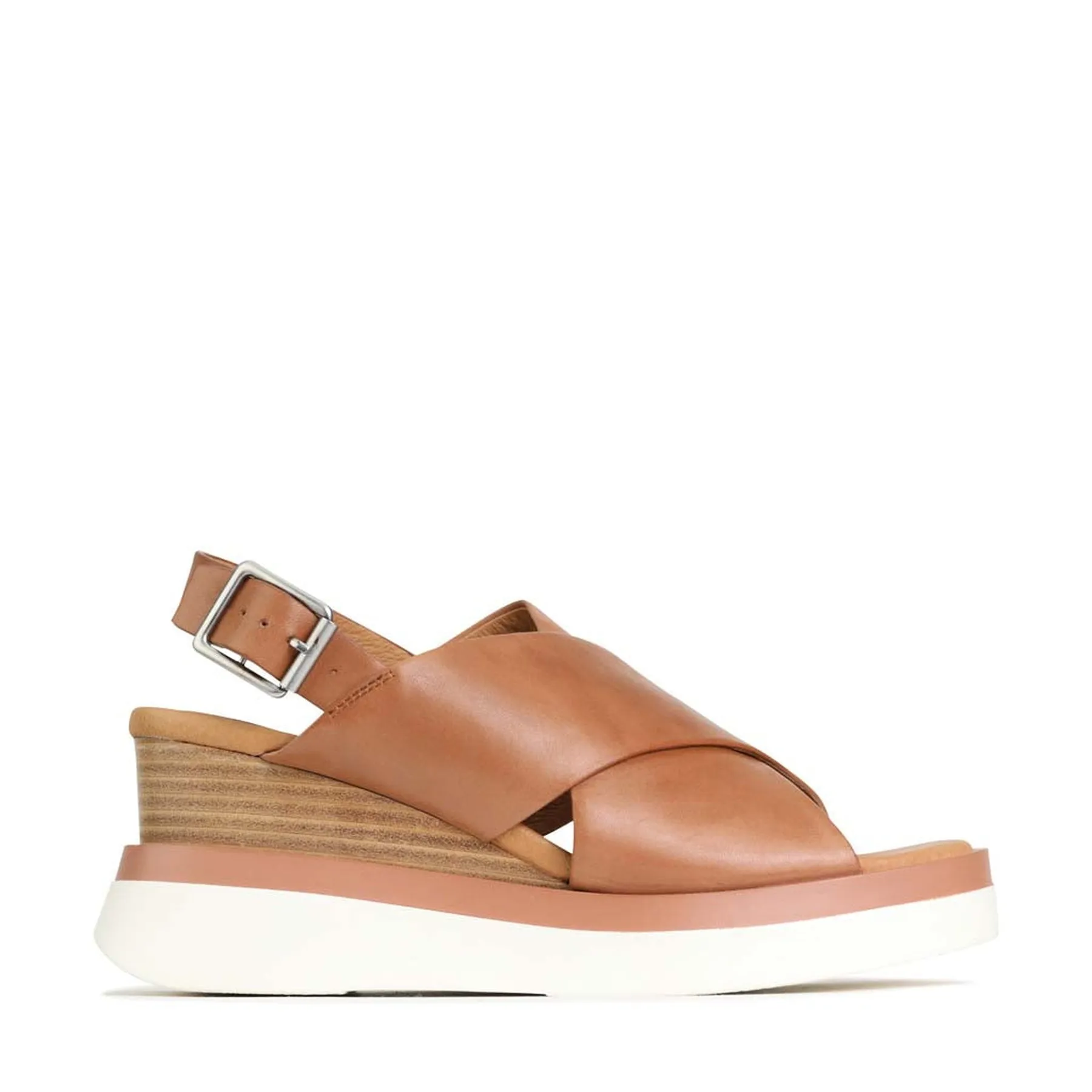 SANDALES À TALON COMPENSÉ EN CUIR SASILLE