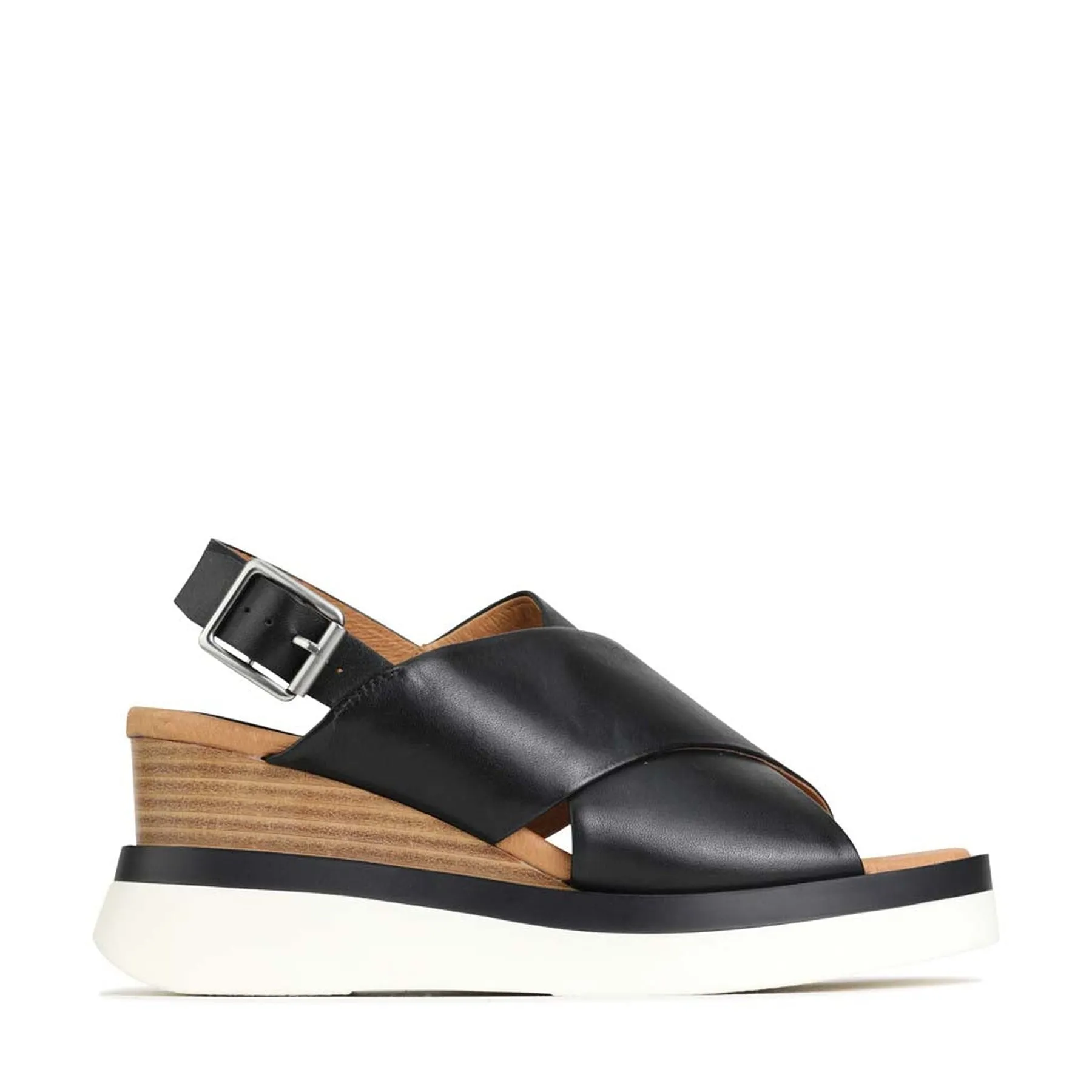 SANDALES À TALON COMPENSÉ EN CUIR SASILLE
