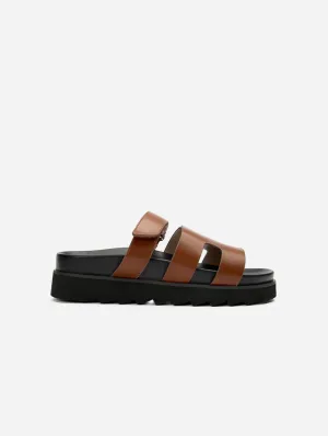 Sandales slides en similicuir vegan pour femmes Shea | Beige