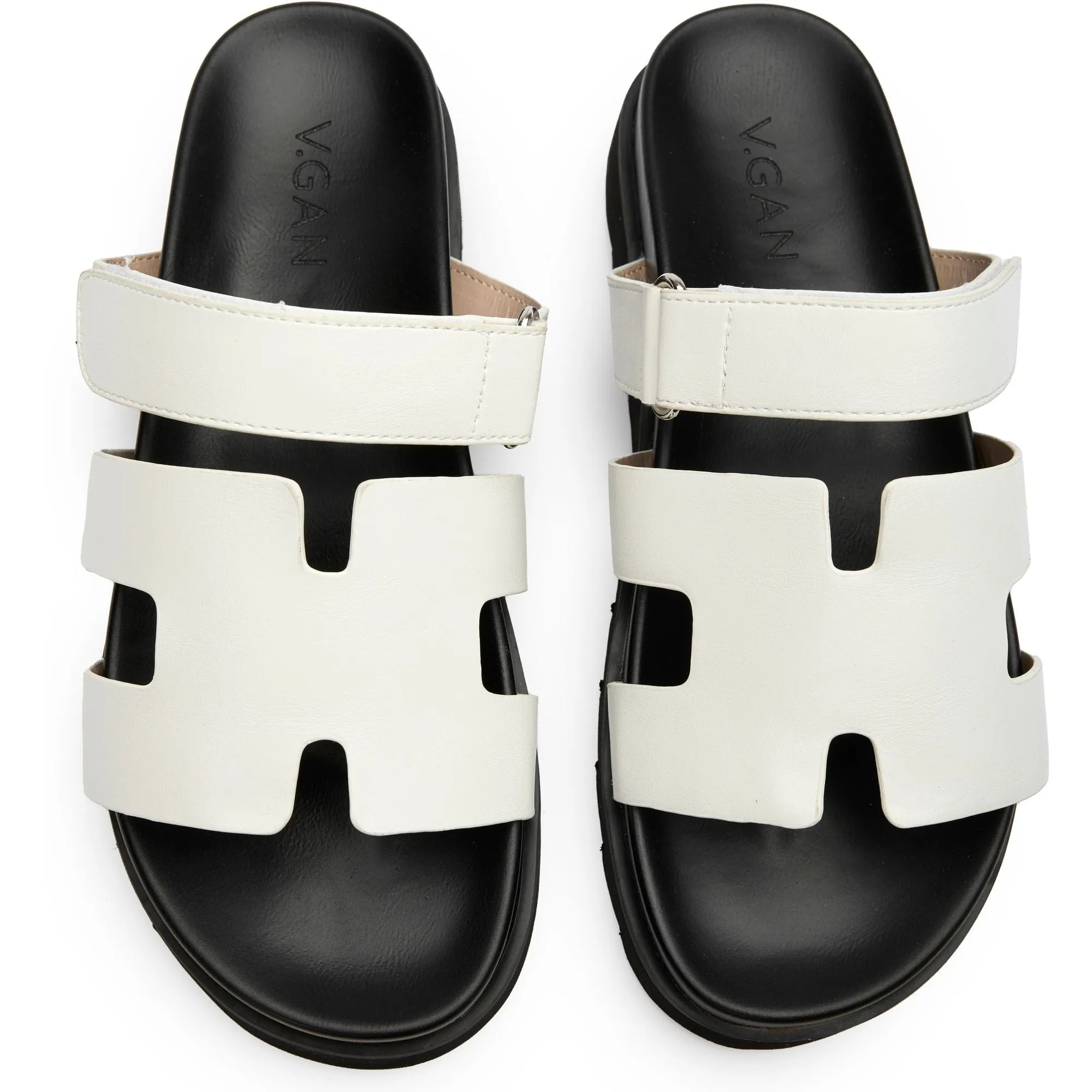 Sandales slides en similicuir vegan pour femmes Shea | Blanc