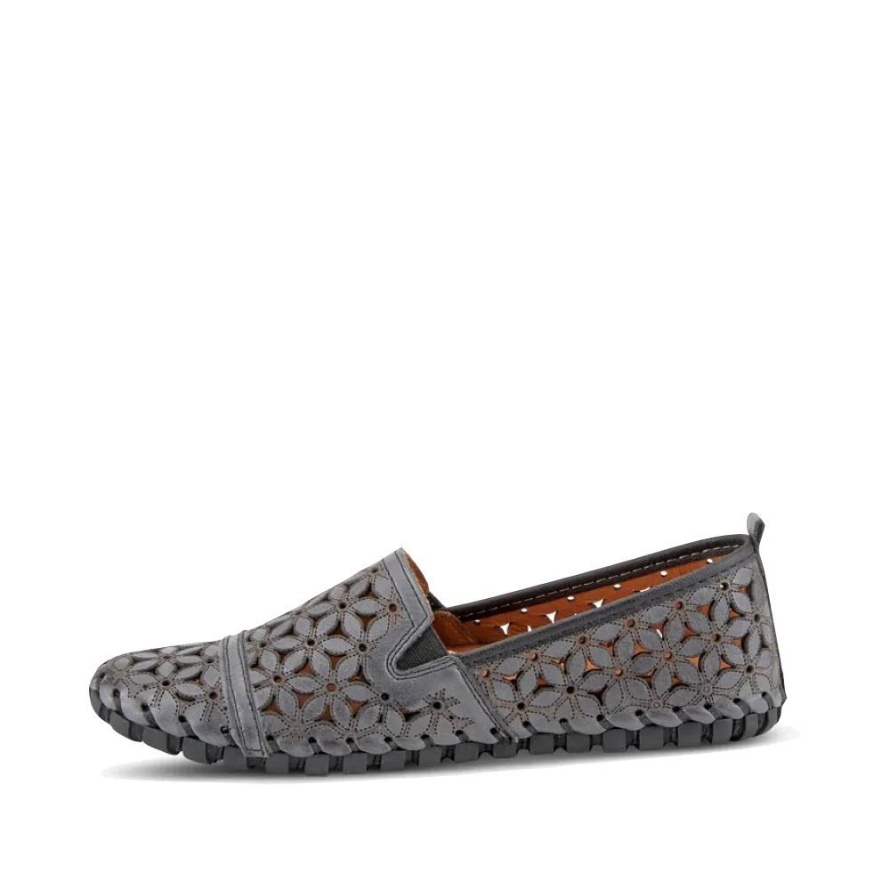 Spring Step Femmes Flowerflow Mocassin Plat en Charbon