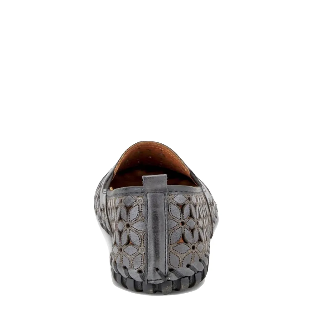Spring Step Femmes Flowerflow Mocassin Plat en Charbon