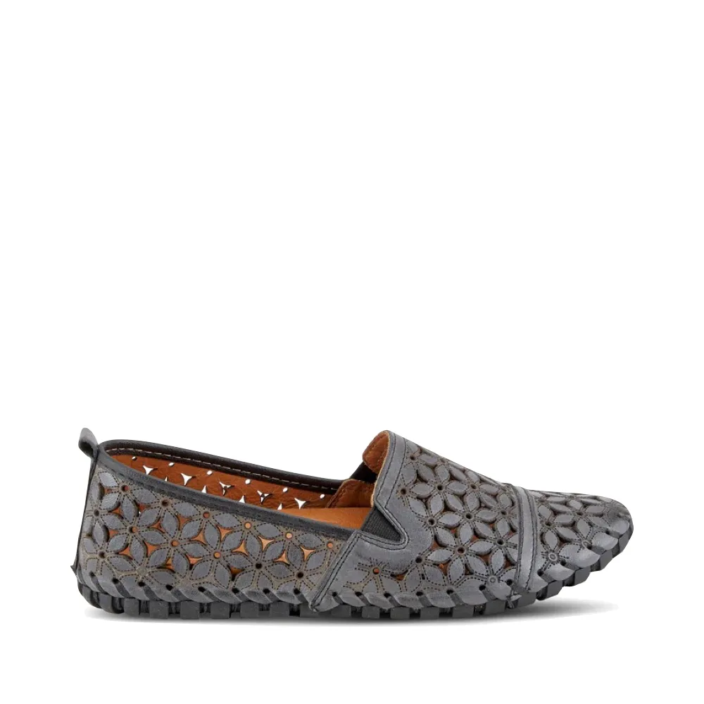 Spring Step Femmes Flowerflow Mocassin Plat en Charbon