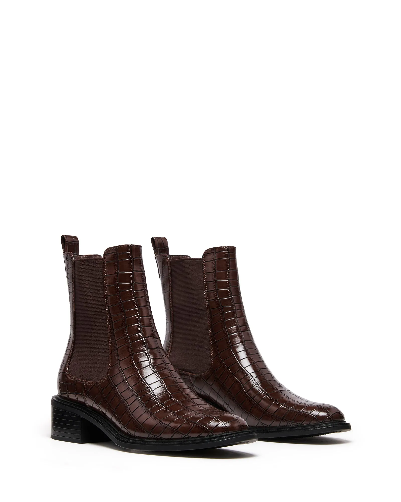 Botte cheville stable chocolat croco