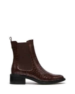 Botte cheville stable chocolat croco