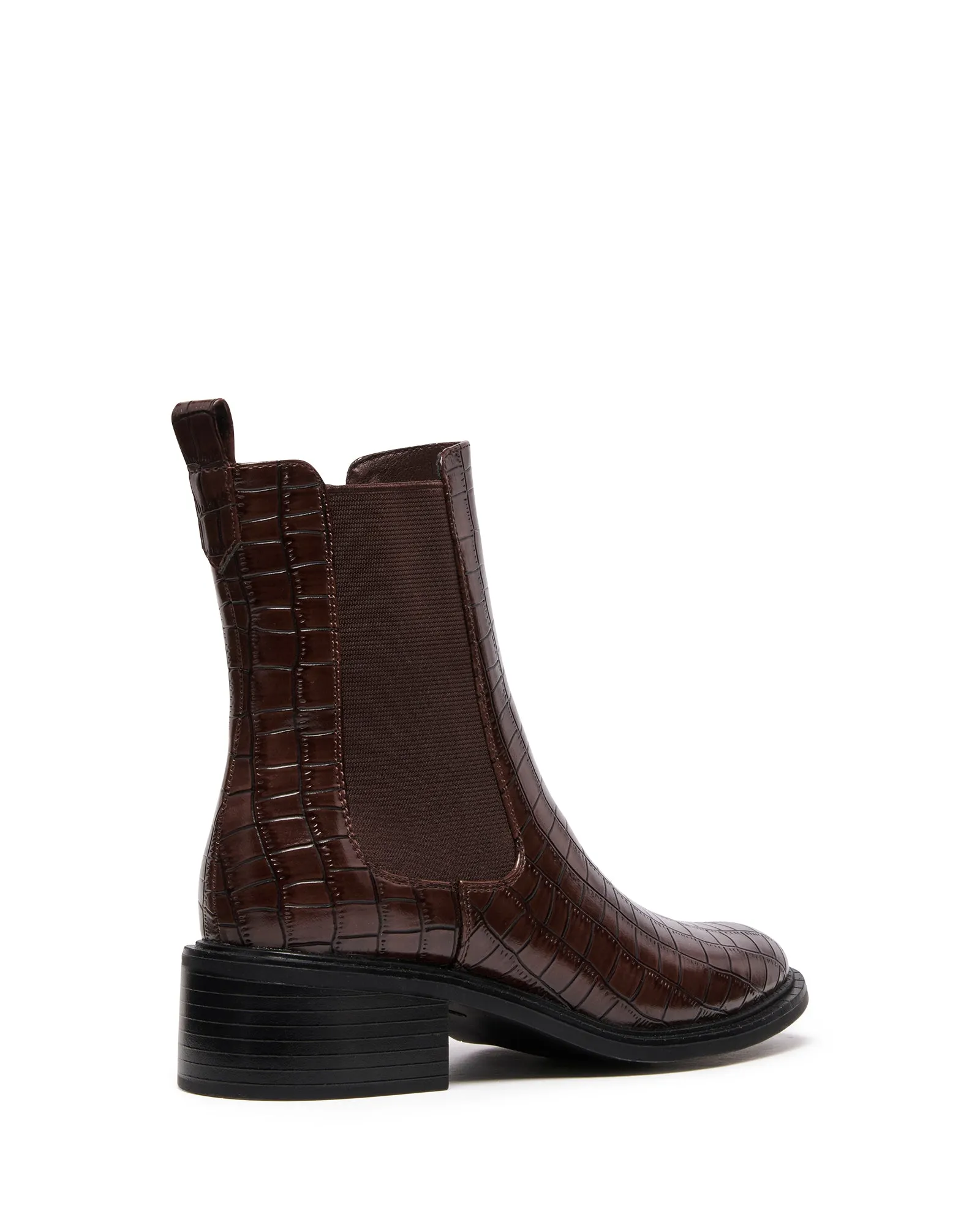 Botte cheville stable chocolat croco