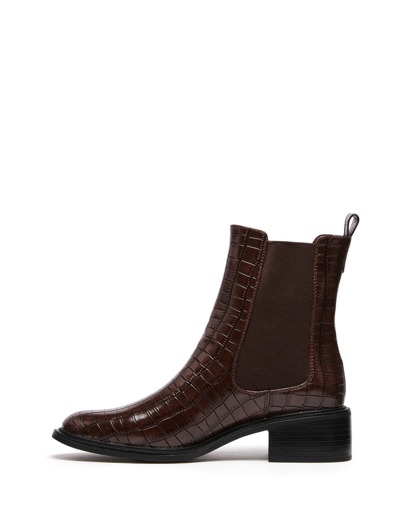 Botte cheville stable chocolat croco