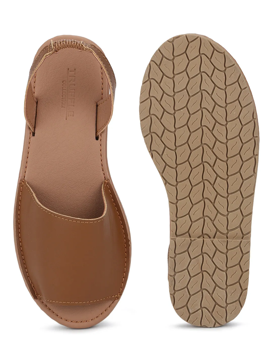 Sandales à enfiler à bouts ouverts avec bretelle arrière en PU beige