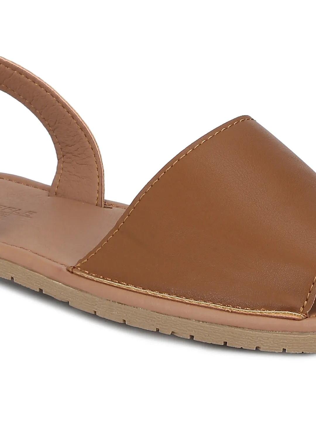 Sandales à enfiler à bouts ouverts avec bretelle arrière en PU beige
