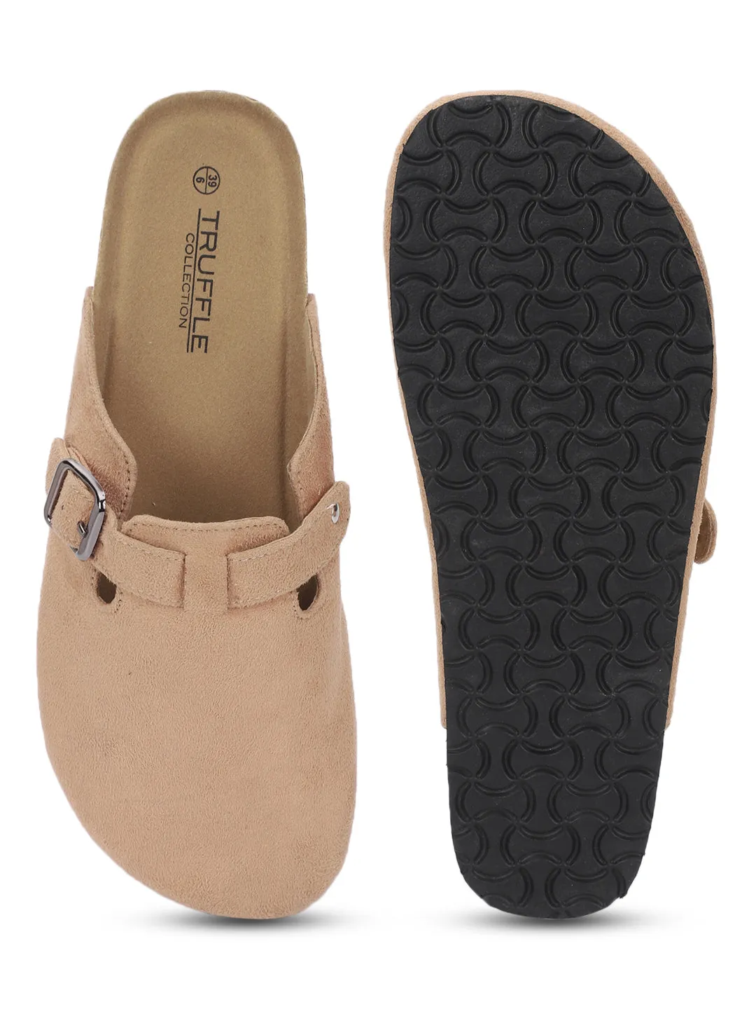 Ballerines en daim taupe à semelle souple liège-latex (TC-100506-TAU)