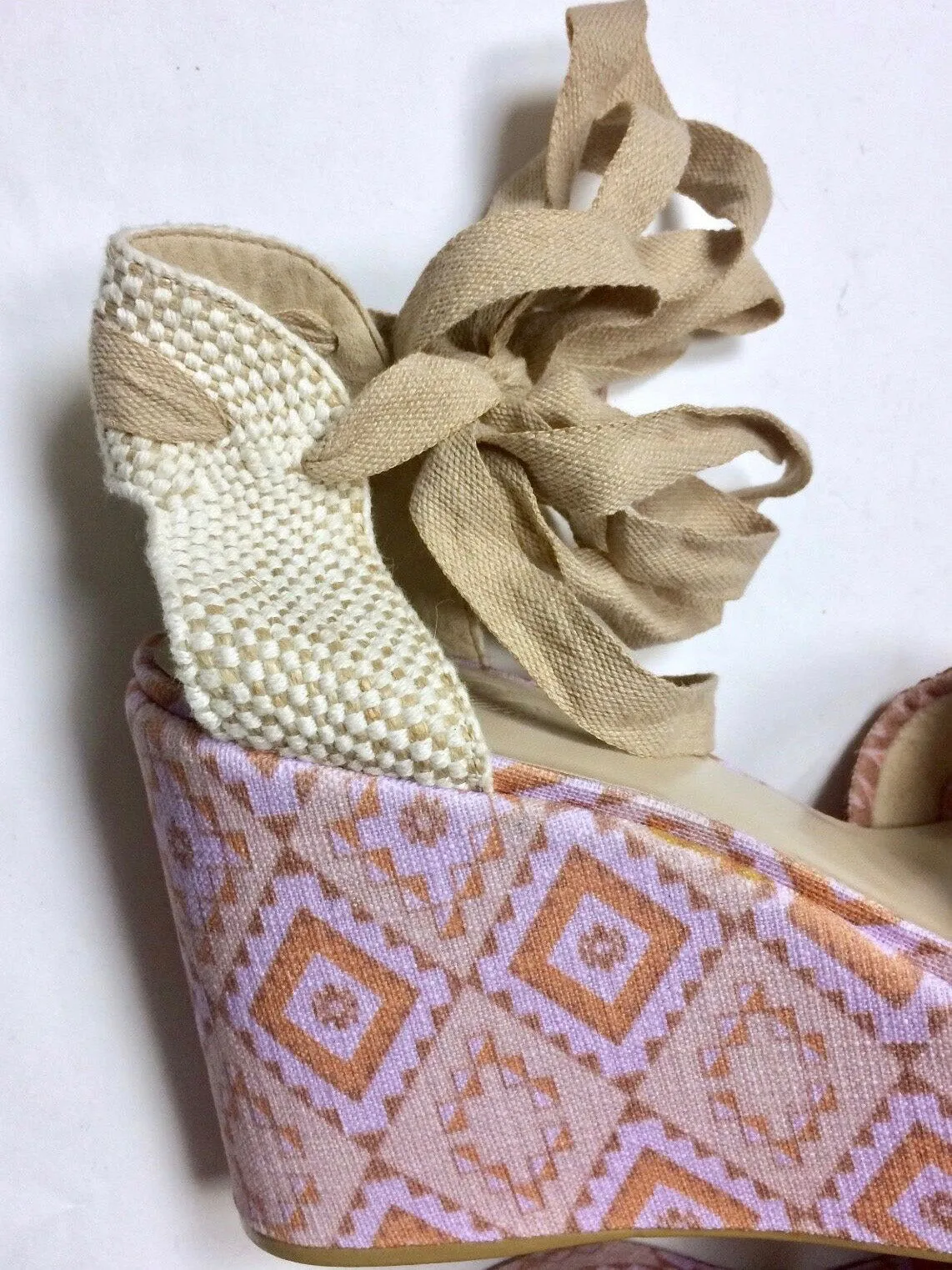 Theodora & Callum Taille 40 (9/9.5) Sandales à Wedge Rose & Beige NWOB