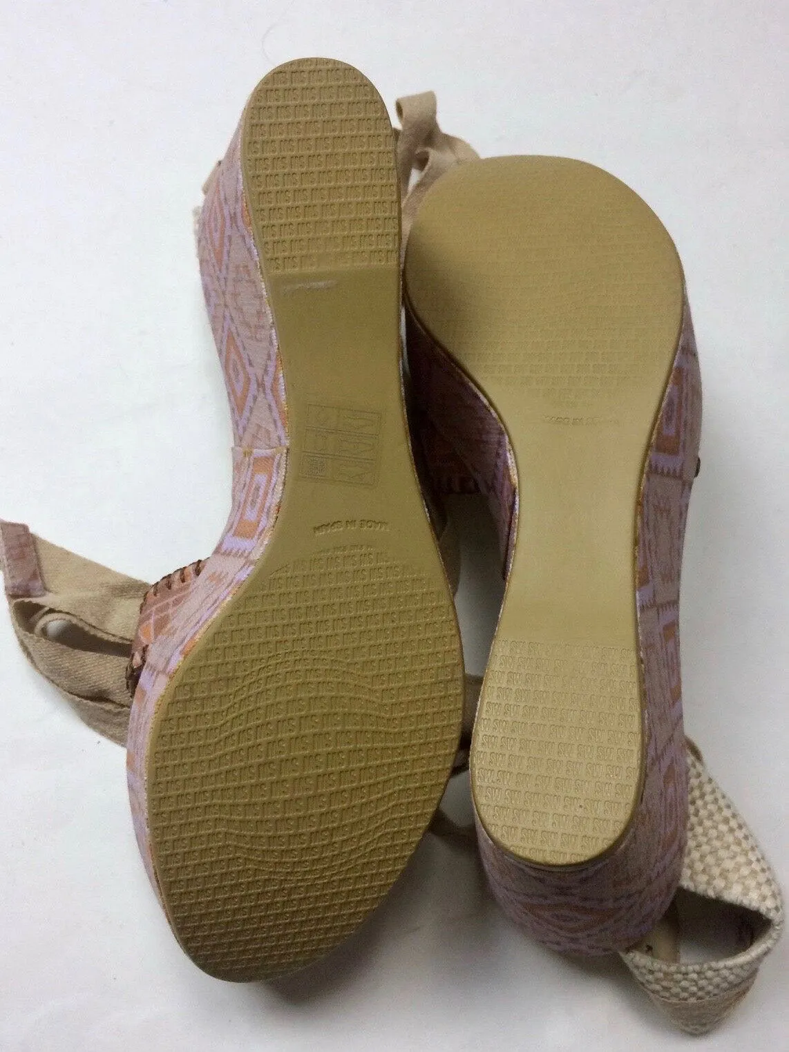 Theodora & Callum Taille 40 (9/9.5) Sandales à Wedge Rose & Beige NWOB