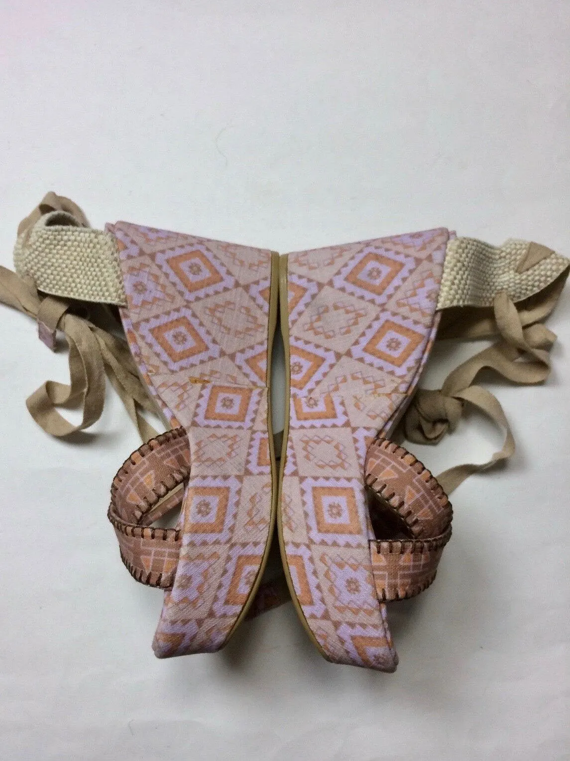 Theodora & Callum Taille 40 (9/9.5) Sandales à Wedge Rose & Beige NWOB