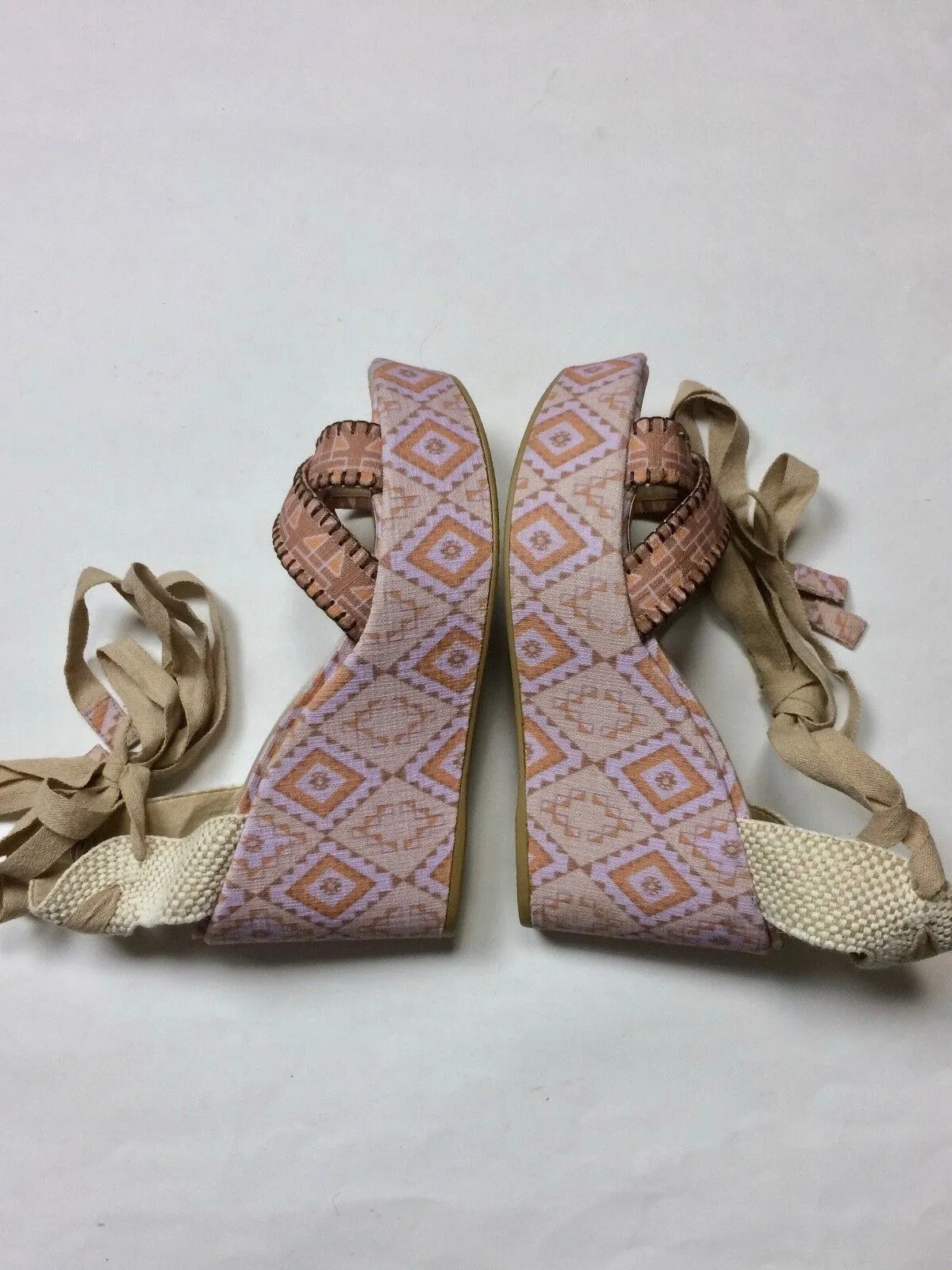 Theodora & Callum Taille 40 (9/9.5) Sandales à Wedge Rose & Beige NWOB
