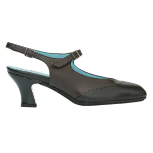 Thierry Rabotin Femme Demi Brun Cuir Bout Noir Sling