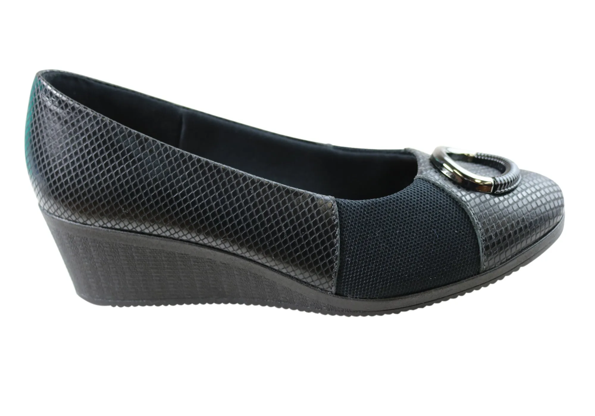 Usaflex Neva Chaussures Femmes à Talon Compensé en Cuir Confortables Fabriquées au Brésil Chaussures Usaflex