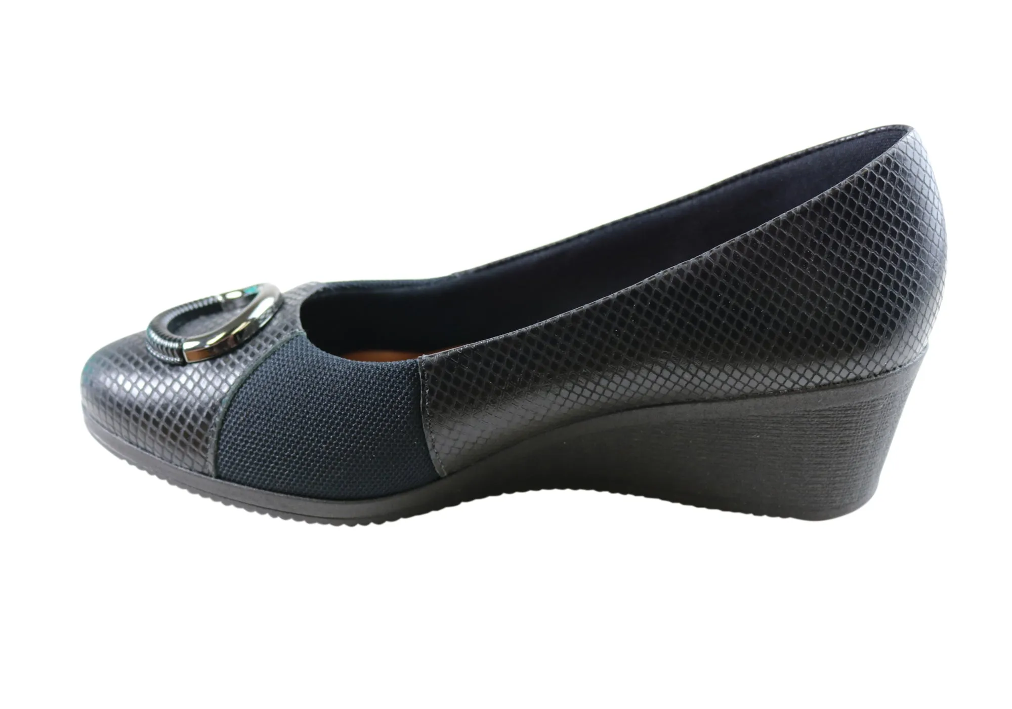 Usaflex Neva Chaussures Femmes à Talon Compensé en Cuir Confortables Fabriquées au Brésil Chaussures Usaflex
