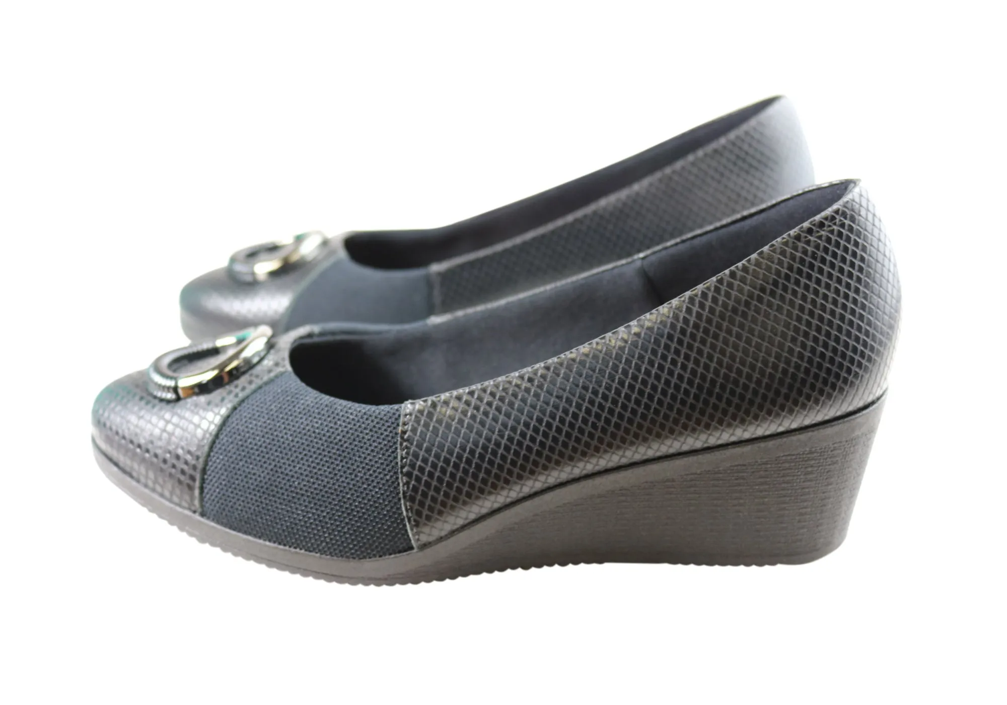 Usaflex Neva Chaussures Femmes à Talon Compensé en Cuir Confortables Fabriquées au Brésil Chaussures Usaflex