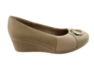Usaflex Neva Chaussures Femmes à Talon Compensé en Cuir Confortables Fabriquées au Brésil Chaussures Usaflex