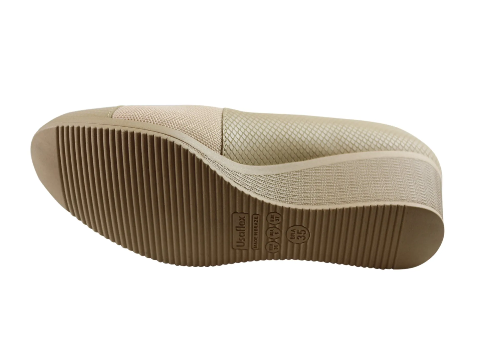 Usaflex Neva Chaussures Femmes à Talon Compensé en Cuir Confortables Fabriquées au Brésil Chaussures Usaflex