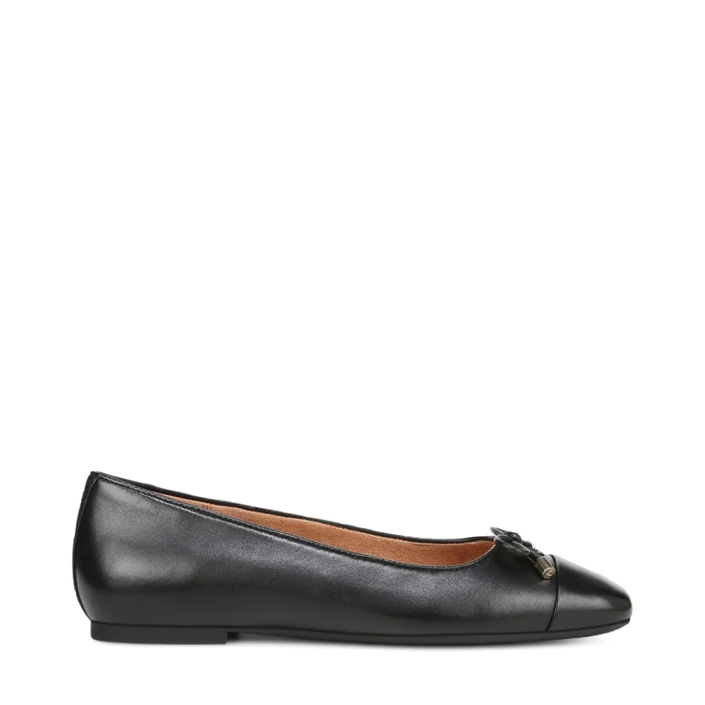 Vionic Femme Klara Bow Ballerine en Cuir Noir