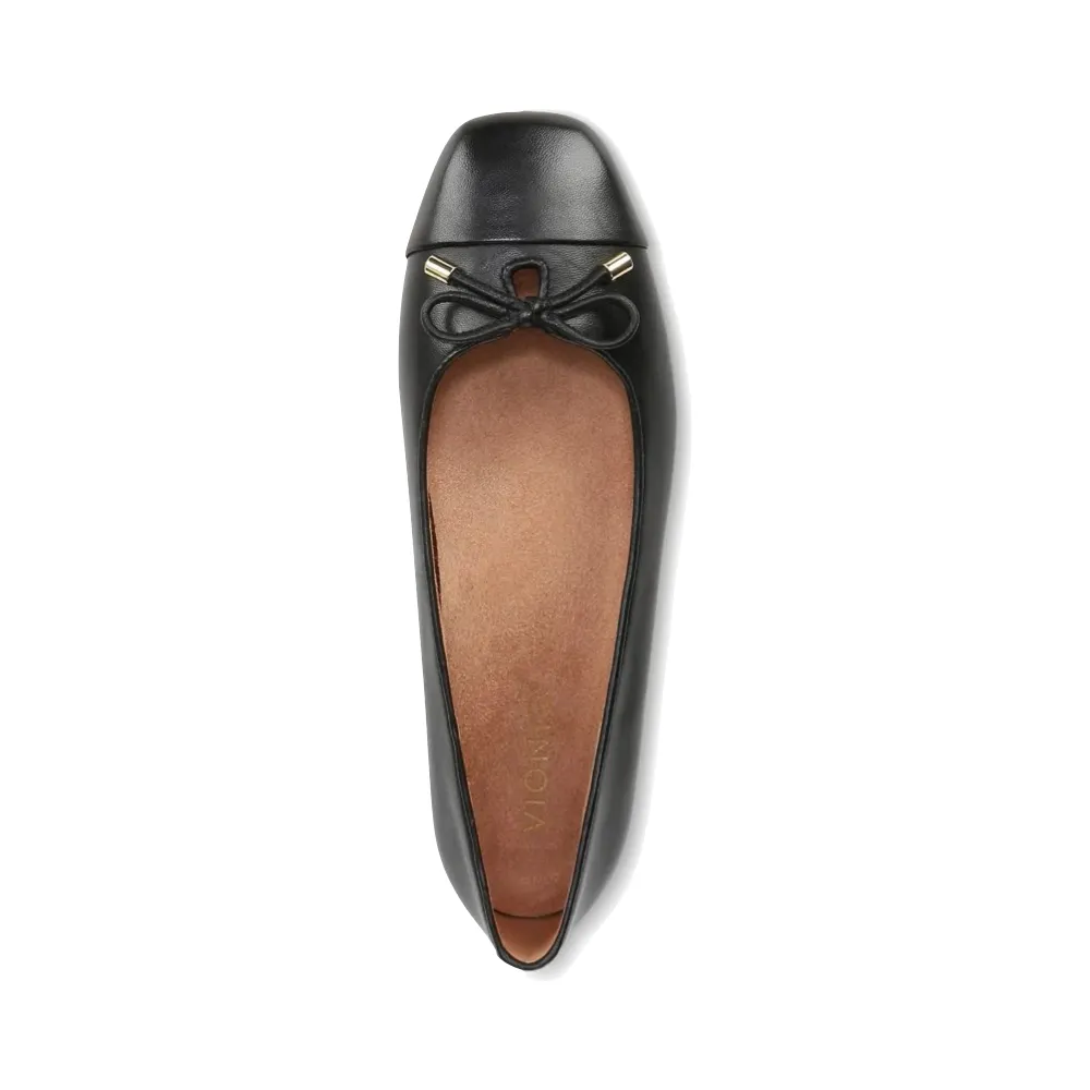 Vionic Femme Klara Bow Ballerine en Cuir Noir
