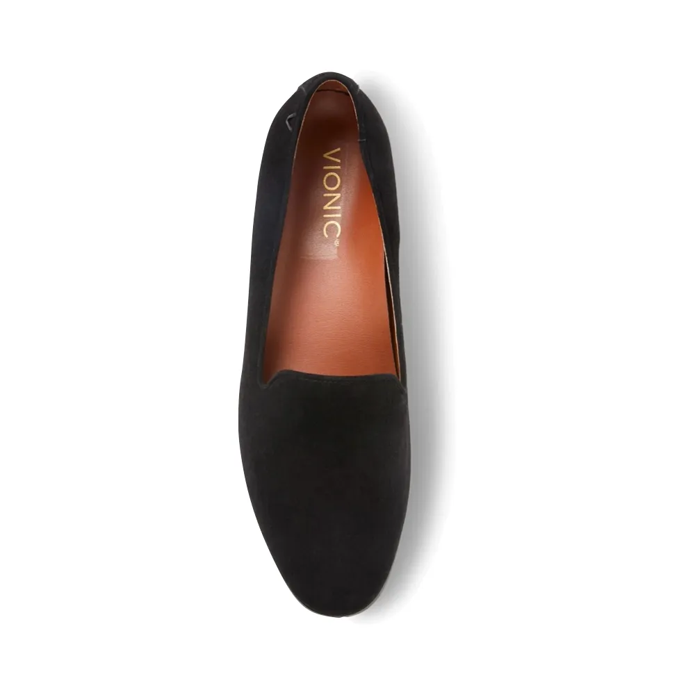 Vionic Femme Willa Mocassin en Daim à Enfiler Noir
