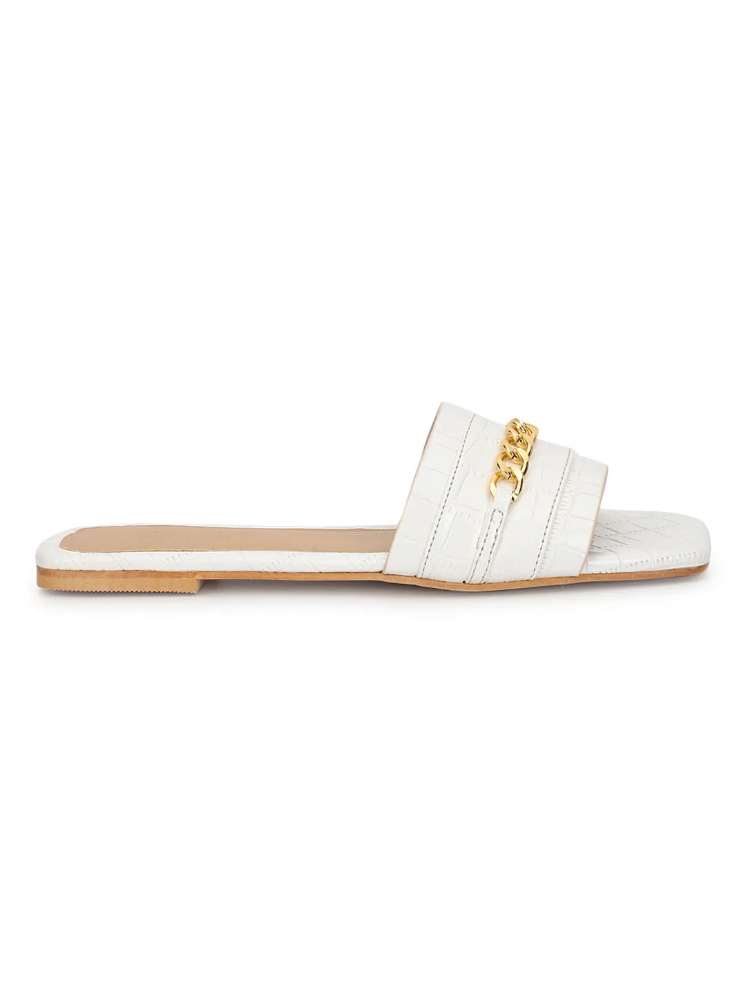 Mocassins à enfiler en croco blanc verni (TC-ST-002-WHT)