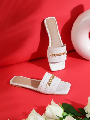 Mocassins à enfiler en croco blanc verni (TC-ST-002-WHT)
