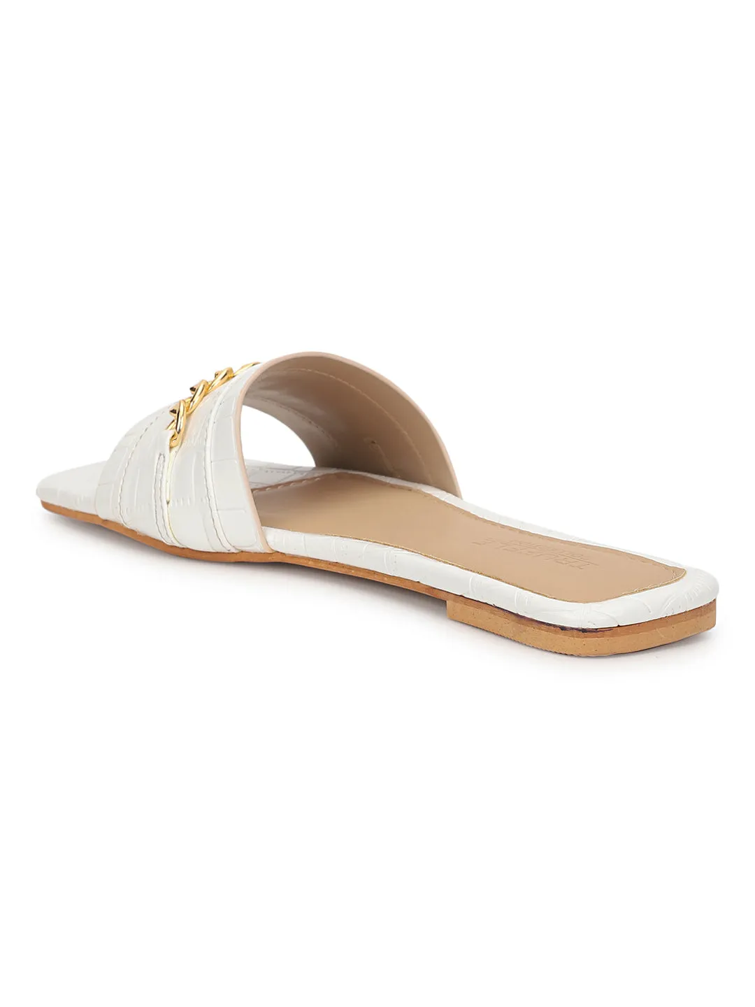 Mocassins à enfiler en croco blanc verni (TC-ST-002-WHT)