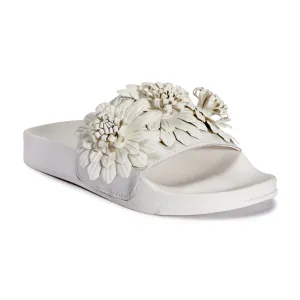 Sliders plats à fleurs blanches